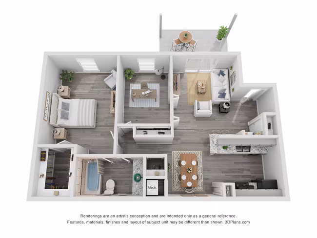 2x1A Renovated 830 sq ft 191 floor plan